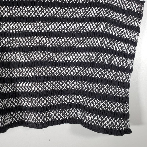 Aeropostale Embroidered Striped Wide Strap Cropped Smocked Tank Top Black XL - Picture 4 of 11